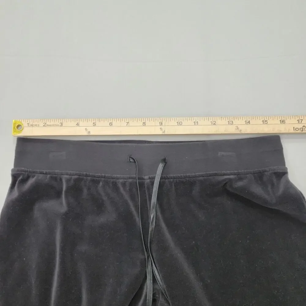 St Johns Bay Active Velour Jogger Pants Petite PM Black Lounge Athleisure Casual